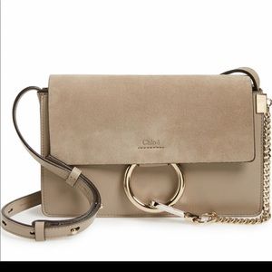 Chloe small Faye leather crossbody bag motty gray